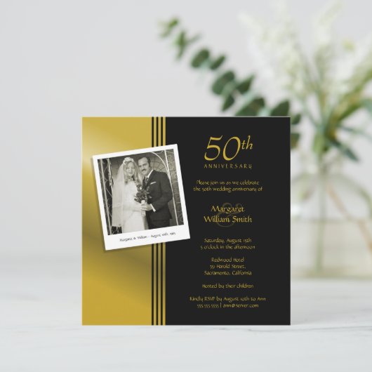 Invitation Photo fête des 50 ans de mariage Golden (Debout devant)