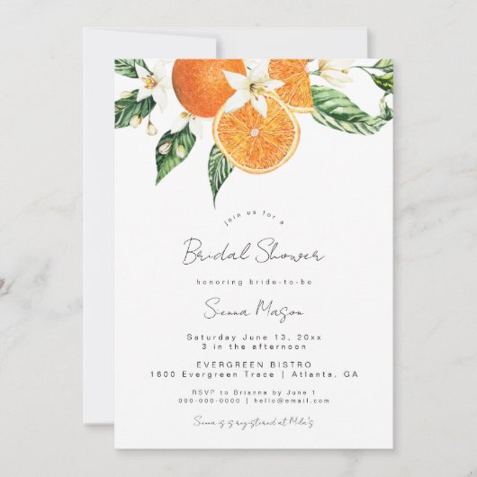Invitation Photo Fête des mariées Citrus (Devant)
