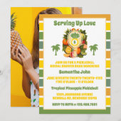 Invitation Photo Fête des mariées de Pickleball d'ananas Retr (Devant / Derrière)