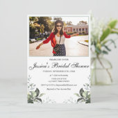 Invitation PHOTO Fête des mariées Eucalyptus (Debout devant)