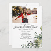 Invitation PHOTO Fête des mariées Eucalyptus (Devant / Derrière)