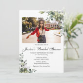 Invitation PHOTO Fête des mariées Eucalyptus (Debout devant)