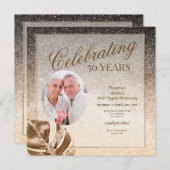 Invitation Photo Feuille d'Or (Devant / Derrière)