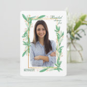 Invitation photo Feuilles Vertes (Debout devant)