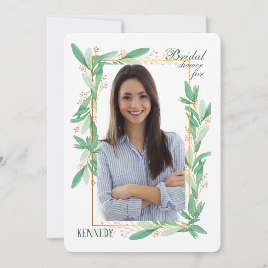 Invitation photo Feuilles Vertes (Devant)