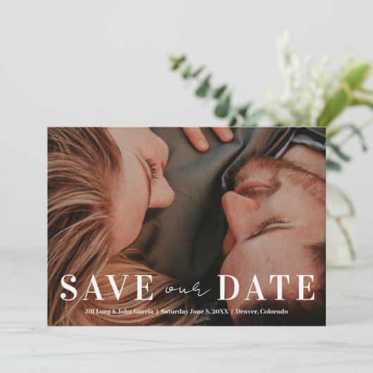 Invitation Photo fiançailles et code QR (Debout devant)