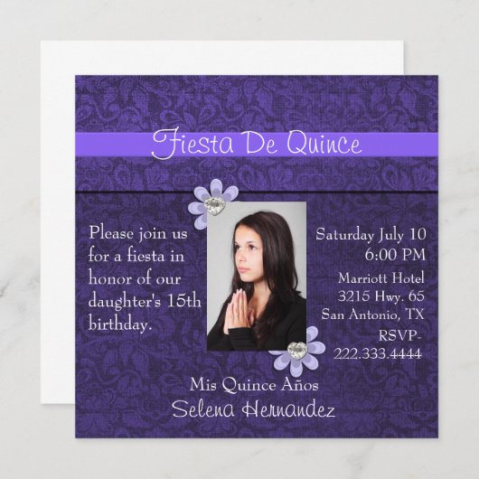 Invitation photo Fiesta De Quince (Devant / Derrière)