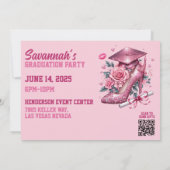 Invitation Photo Fille Rose Personnalisée Diplôme de luxe (Dos)