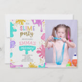 Invitation Photo Fille Slime Anniversaire (Devant)