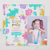 Invitation Photo Fille Slime Anniversaire (Devant / Derrière)