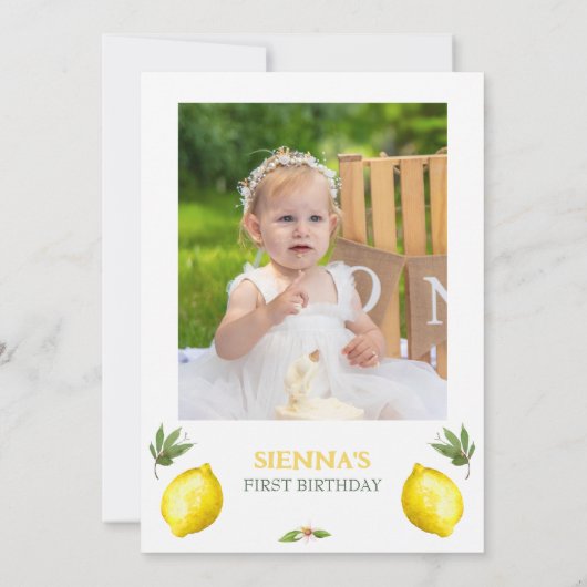 Invitation Photo Filles Jaunes Notre Squeeze Principal 1er An (Dos)