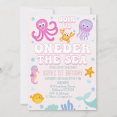 Invitation Photo Filles Roses Au-Dessus De La Mer Premier Ann (Devant)