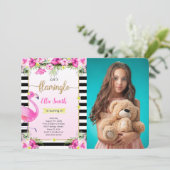 Invitation photo Flamant rose modifiable (Debout devant)