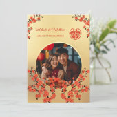 Invitation Photo Fleur Orientale Mariage Chinois (Debout devant)
