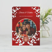 Invitation Photo Fleur Orientale Mariage Chinois (Debout devant)