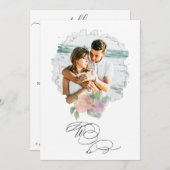 Invitation *~* PHOTO Fleur ROSE RSVP + QR AR6 Mariage Invit (Devant / Derrière)