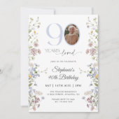 Invitation Photo fleur sauvage 90e anniversaire (Devant)