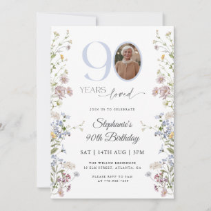 Invitation Photo fleur sauvage 90e anniversaire