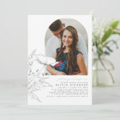 Invitation Photo fleur sauvage de Fête des mariées élégante à (Debout devant)