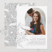 Invitation Photo fleur sauvage de Fête des mariées élégante à (Devant / Derrière)