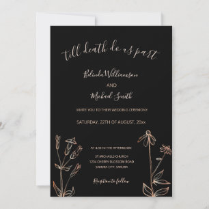 Invitation PHOTO Fleur sauvage d'or Rose noir Goth Mariag
