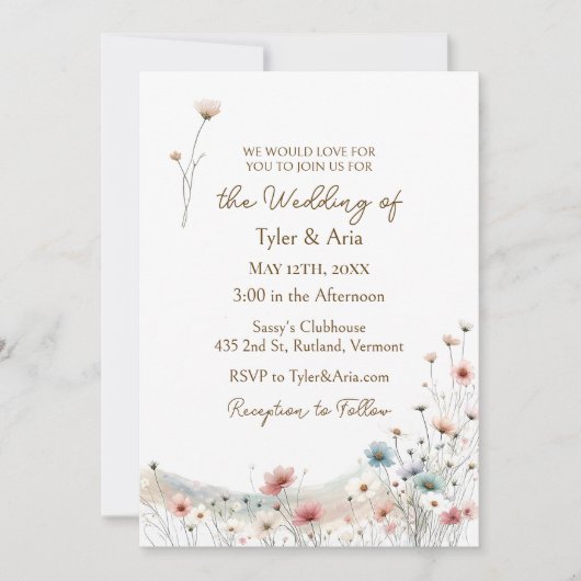 Invitation Photo Fleur sauvage d'une aquarelle élégante (Devant)
