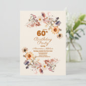 Invitation Photo Fleur sauvage moderne 60e anniversaire (Debout devant)