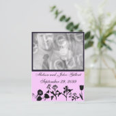 Invitation Photo Fleur sauvage Noir Et Rose (Debout devant)