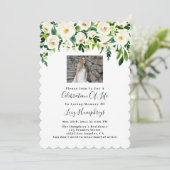 Invitation Photo Fleurs D'Aquarelle Blanche Fête De La Vie (Debout devant)