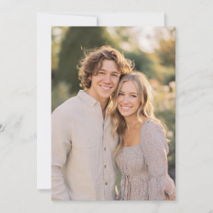 Invitation Photo Floral Beige Joyeux