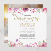Invitation Photo Floral Célébration de la vie funéraire (Devant / Derrière)