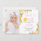 Invitation Photo Floral Citrus She's A Sweet One 1st Birthday (Devant)