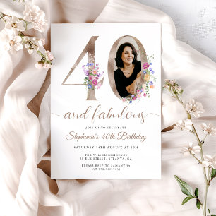 Invitation Photo Floral de Printemps 40e Anniversaire