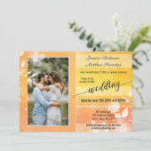Invitation Photo Floral Ensoleillé Coloré Rayé Après-Mariage (Debout devant)