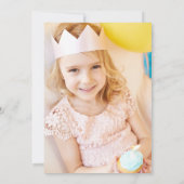 Invitation Photo Floral Pink Gold anniversaire de enfant (Dos)