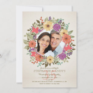 Invitation photo Floral Wreath