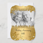 Invitation Photo florale 50e anniversaire Gold Diamond (Devant)