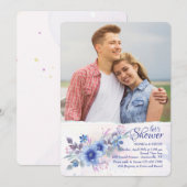 Invitation photo florale à l'aquarelle (Devant / Derrière)