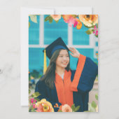 Invitation Photo florale à l'aquarelle rose et pêche (Dos)