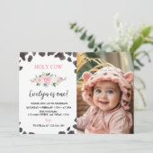 Invitation photo florale anniversaire imprimé vach (Debout devant)