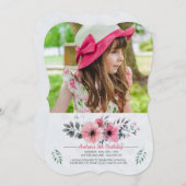 Invitation photo florale aquarelle (Devant / Derrière)