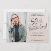 Invitation Photo florale beige 50e anniversaire (Devant)