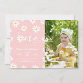 Invitation Photo florale blanche et rose (Devant)