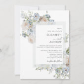 Invitation Photo florale bleu clair et rose pâle (Devant)