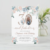 Invitation Photo florale bleue et rose 30e anniversaire Invit (Debout devant)