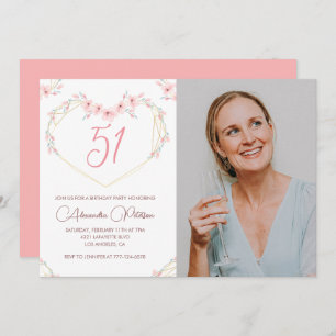 Invitation Photo florale Boho moderne 51e anniversaire invita