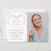 Invitation Photo florale Boho moderne 62e anniversaire invita (Devant)