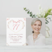 Invitation Photo florale Boho moderne 77e anniversaire invita (Debout devant)