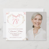 Invitation Photo florale Boho moderne 78e anniversaire invita (Devant)