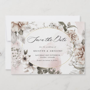 Invitation photo florale brillante argent élégant enregistrer